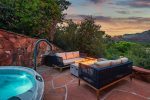 Relax admist the Red Rocks in the private luxurious hot tub on the lower patio